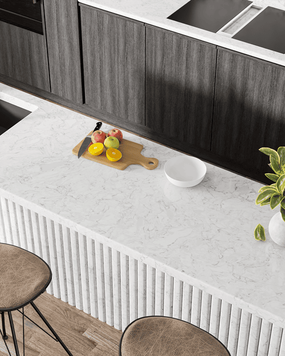 Glacier White luxury quartz slab